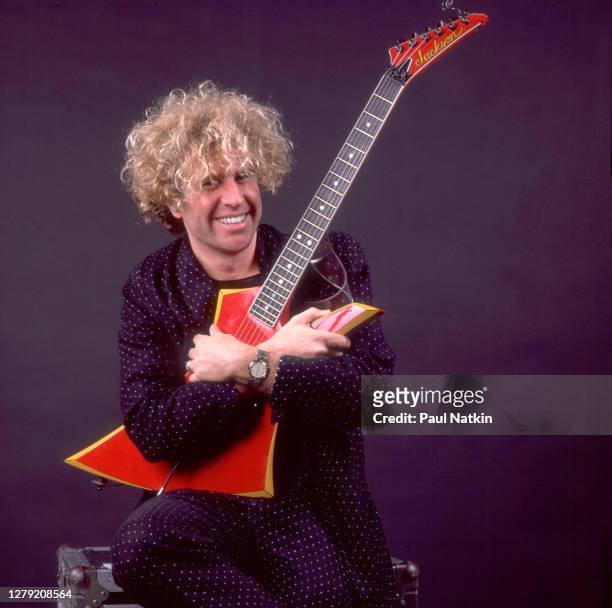 Portrait of American Rock musician Sammy Hagar, of the group Van Halen, backstage at the Metro Center, Rockford, Illinois, March 16, 1986.