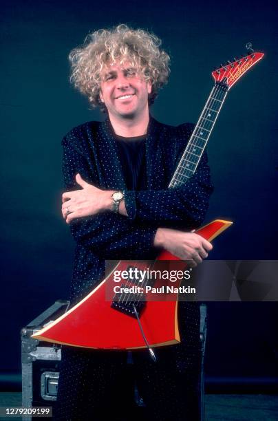 Portrait of American Rock musician Sammy Hagar, of the group Van Halen, backstage at the Metro Center, Rockford, Illinois, March 16, 1986.