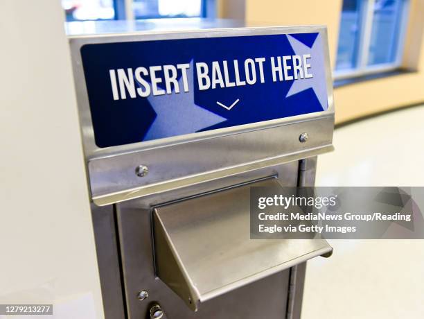 Reading, PA The Ballot Drop Box in the lobby of the Berks County Services Building in Reading, PA Thursday morning October 8, 2020. People in Berks...