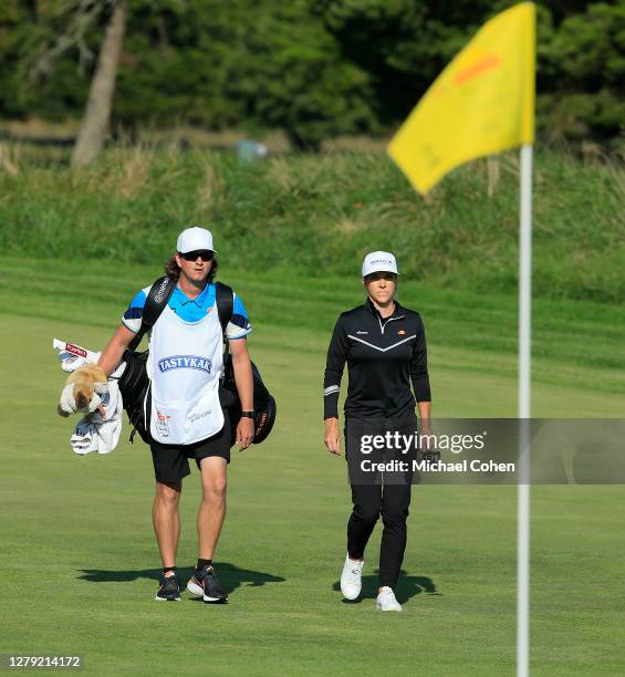 Mel Reid of England approaches the 18th green during the final round of the ShopRite LPGA Classic presented by Acer on the Bay Course at Seaview...