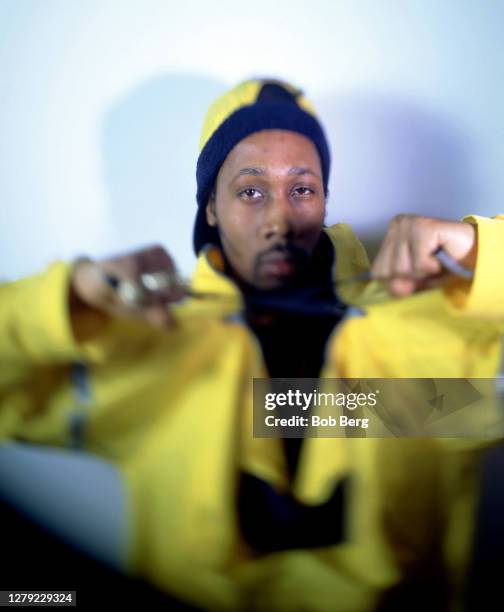 American musician, rapper, record producer, actor, filmmaker, and author RZA, leader of the rap group Wu-Tang Clan, poses for a portrait circa April,...