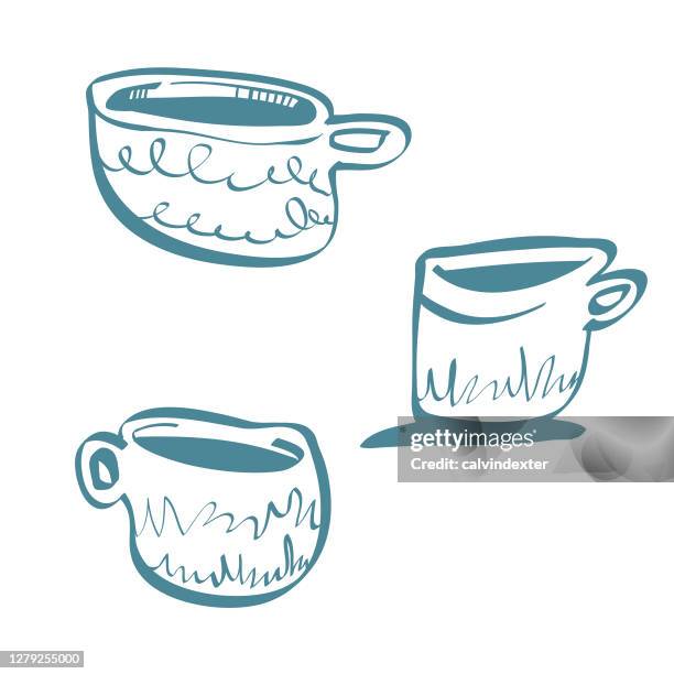 coffee cups cartoon illustrations - matcha tea stock illustrations
