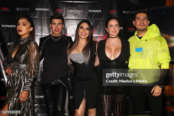 Isis Serrath, 'La Divaza', Lizbeth Rodríguez, Celia Lora and Víctor González pose for photos during the press conference to present the new...