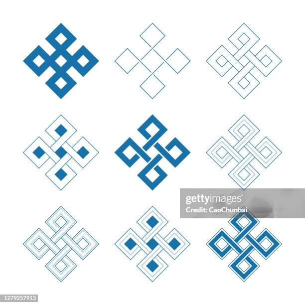 illustrazioni stock, clip art, cartoni animati e icone di tendenza di modelli di nodi di buon auspicio cinesi - celtic knot