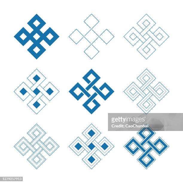 chinese auspicious knot patterns - celtic knot stock illustrations