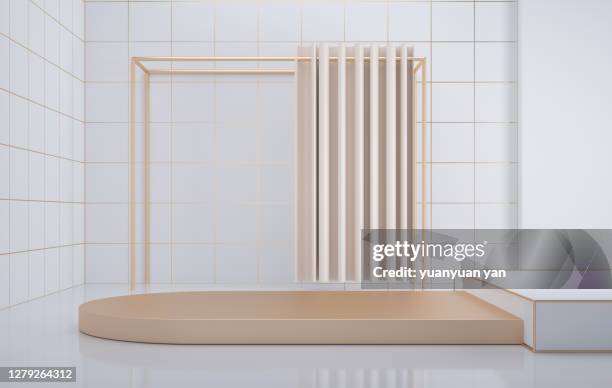 3d rendering exhibition background - anprobekabine stock-fotos und bilder