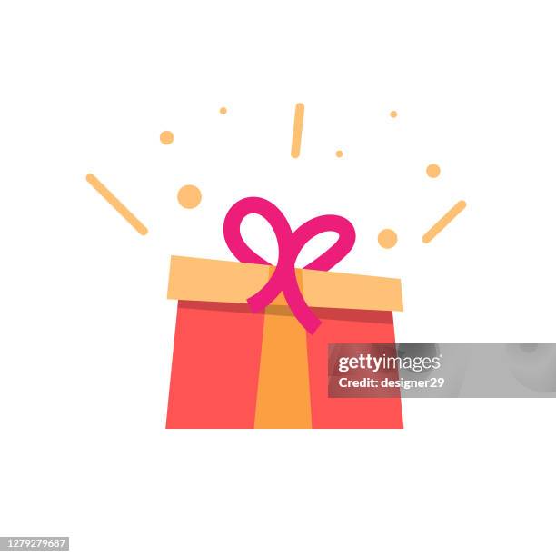 bildbanksillustrationer, clip art samt tecknat material och ikoner med gift box ikon platt design. - förpackning