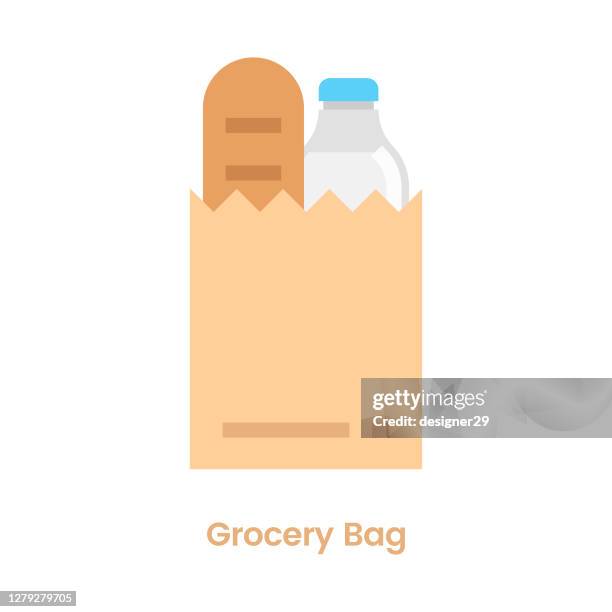 lebensmitteltasche icon flaches design. - delivery company logos stock-grafiken, -clipart, -cartoons und -symbole