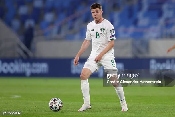 James McCarthy of Ireland runs with the ball during the UEFA EURO 2020 Play-Off Semi-Final match between Slovakia and Republic of Ireland at Tehelne...