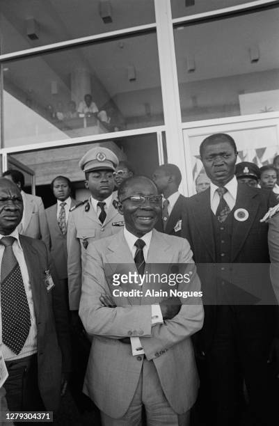 Le président du Sénégal Leopold Senghor lors du sommet de l'O.U.A. : l'Organisation de l'unité africaine, à Freetown en Sierra Leone, 5 juillet 1980.