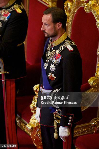 Prince Haakon of Norway attends the opening of the 156th Stortinget at Storting on October 3, 2011 in Oslo, Norway.