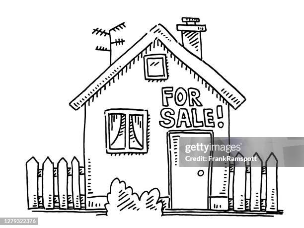 old house for sale drawing - front door stock illustrations