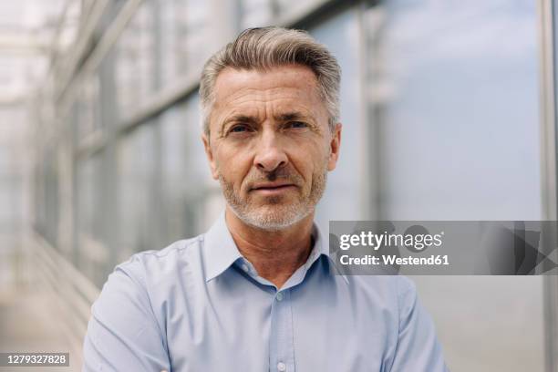 close-up of confident male professional in plant nursery - professional portrait ストックフォトと画像