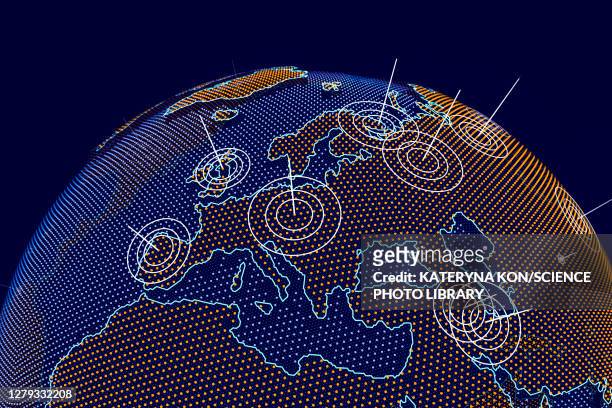 europe, illustration - globe navigational equipment stock illustrations