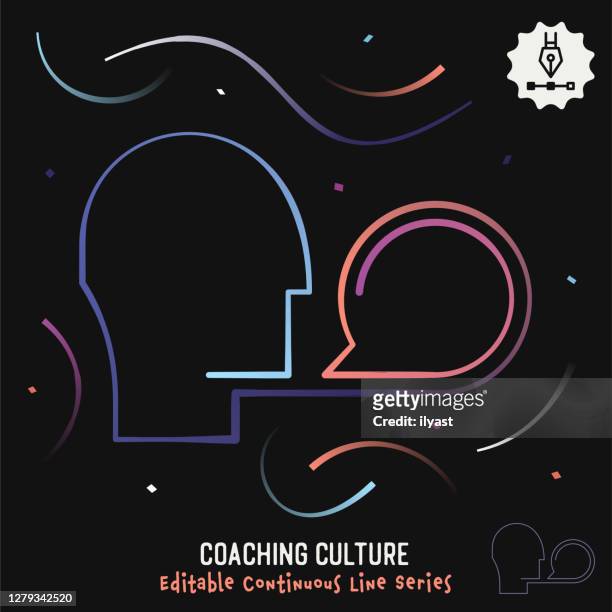 coaching culture editable line illustration - neon speech bubble stock illustrations