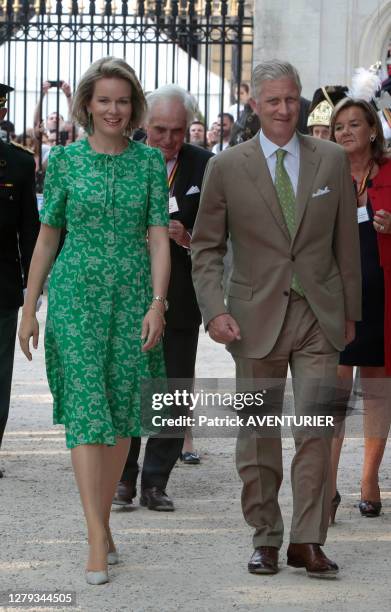 Queen Mathilde and King Philip of Belgium during the Parc visit at the National Day on July 21, 2018 in Brussel, Belgium.