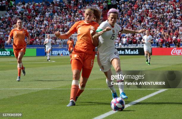 La joueuse Megane Rapineo de l'équipe des USA de football féminin pendant le match USA-Pays-Bas le 7 juillet 2019, à Lyon, France.