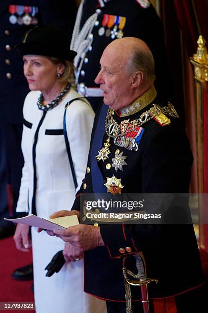 King Harald V of Norway attends the opening of the 156th Stortinget at Storting on October 3, 2011 in Oslo, Norway.