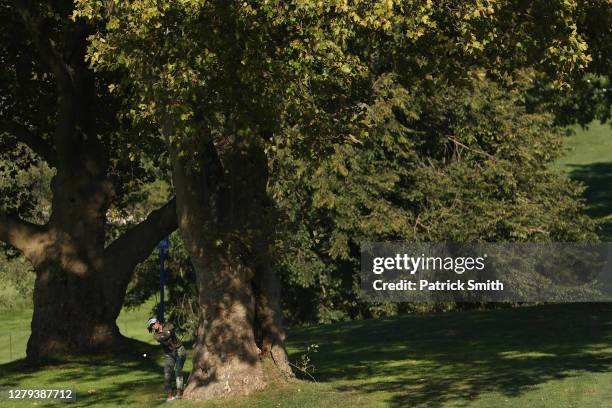 Klara Spilkova of the Czech Republic plays a shot on the tenth hole during the second round of the 2020 KPMG Women's PGA Championship at Aronimink...