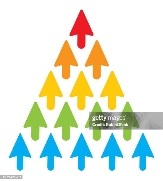 rainbow colored cursor arrow icon - follow us stock illustrations