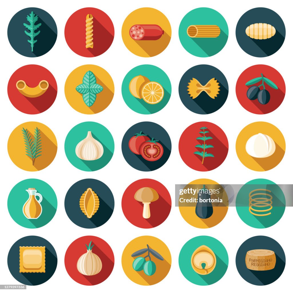 Italienische Zutaten Icon Set