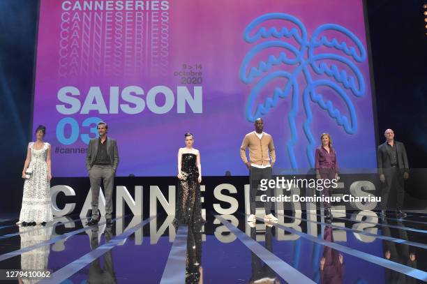 Laetitia Eido, Gregory Fitoussi, Roxane Mesquida, Jean-Pascal Zadi, Caroline Proust and Randy Kerber attend the Opening Ceremony And Pink Carpet...