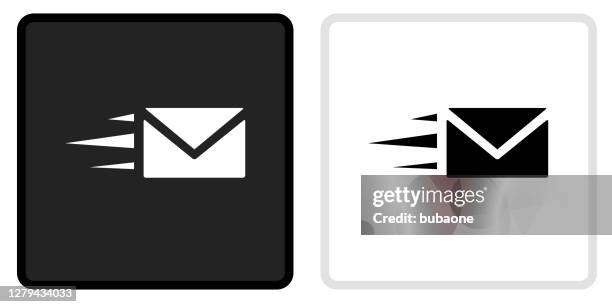 letter icon on black button with white rollover - white envelope stock illustrations