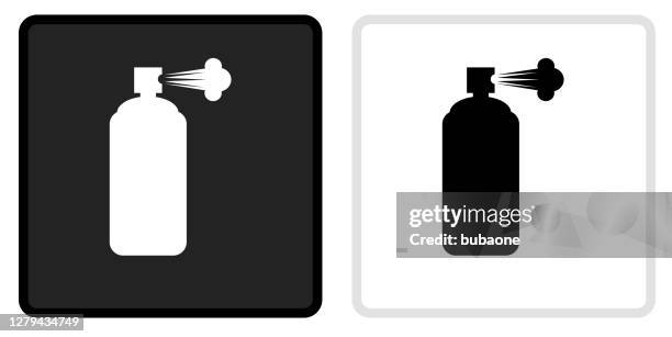 bug spray icon on black button with white rollover - infestation stock illustrations