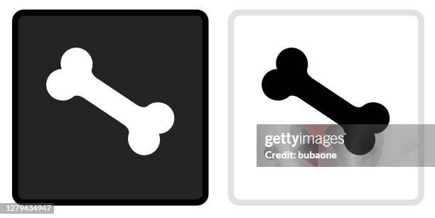 dog bone icon on black button with white rollover - dog rollover stock illustrations