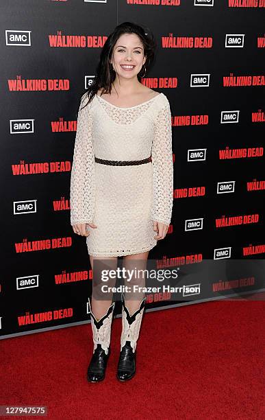 Actress Grace Phipps arrives at the premiere of AMC's "The Walking Dead" 2nd Season at LA Live Theaters on October 3, 2011 in Los Angeles, California.