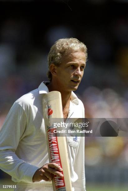 David Gower of England walks off after scoring 123 during the Third Test against Australia at the Sydney Cricket Ground in Australia. The match was...