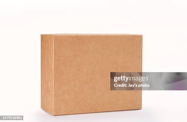 close up of a brown box on white background with clipping path - cardboard box stock pictures, royalty-free photos & images