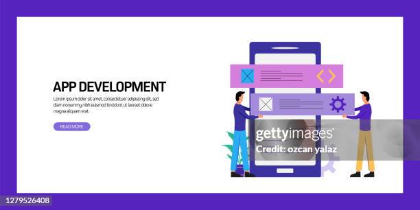 app development - office flat lay stock illustrations