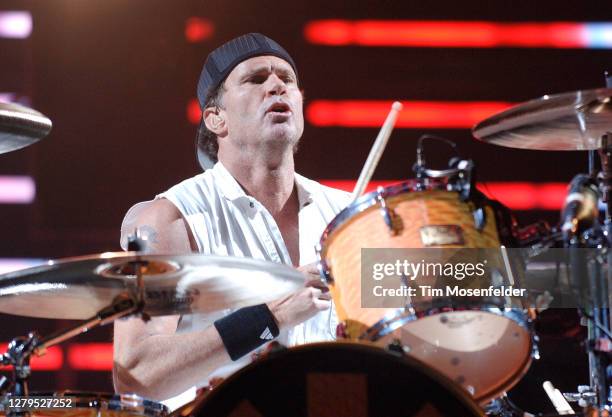 Chad Smith of Red Hot Chili Peppers performs during Coachella 2007 at the Empire Polo Fields on April 28, 2007 in Indio, California.