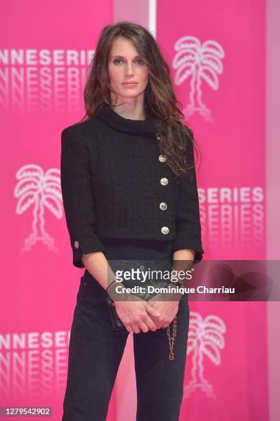 Marine Vacth attends the Pink Carpet : Day Two at the 3rd Canneseries on October 10, 2020 in Cannes, France.