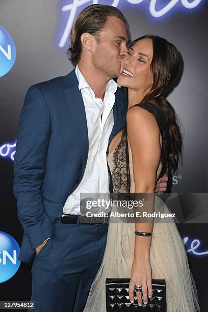 Actor Patrick John Flueger and actress Briana Evigan arrive to the premiere of Paramount Pictures' "Footloose" on October 3, 2011 in Los Angeles,...