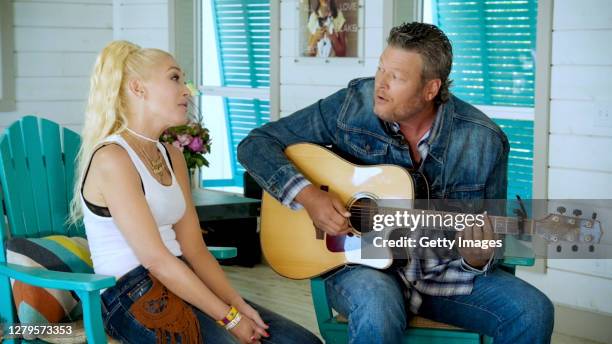 In this screengrab Gwen Stefani and Blake Shelton perform during the 2020 Carousel of Hope Ball benefiting the Children’s Diabetes Foundation on...