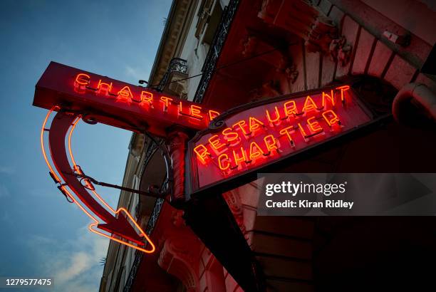 The Chartier Bouillon Restaurant near Grands Boulevards in Paris on October 10, 2020 in Paris, France. The restaurant, observing strict social...