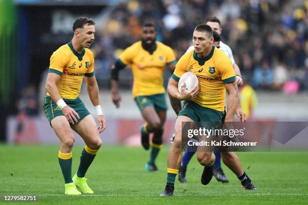James O'Connor of the Wallabies runs the ball during the Bledisloe Cup match between the New Zealand All Blacks and the Australian Wallabies at Sky...