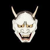Japanese Noh mask of Hannya black