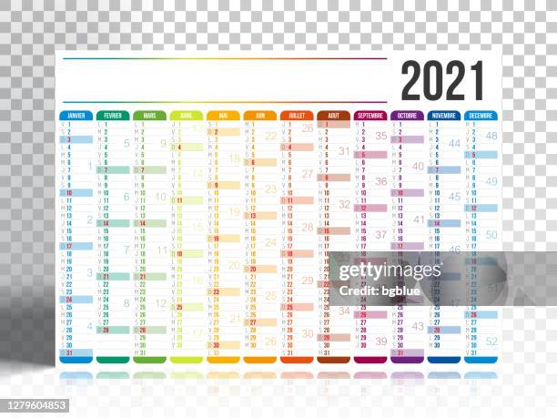 french calendar 2021 with blank backgorund - column stock illustrations
