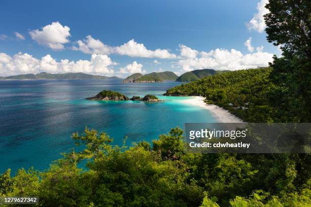 the overlook at trunk bay beach, st. john - us virgin islands stock pictures, royalty-free photos & images