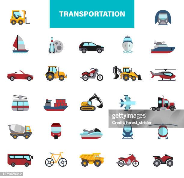 transportation flat icons - lightrail stock illustrations