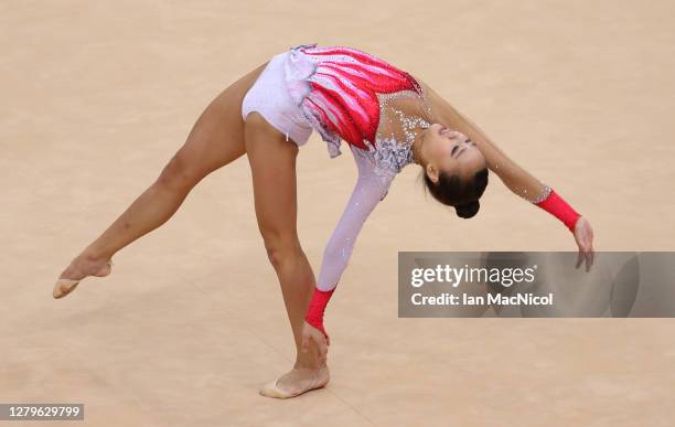 Yeon Jae Son of South Korea competes during the Individual All-Around Rhythmic Gymnastics final on Day 15 of the London 2012 Olympics Games at...