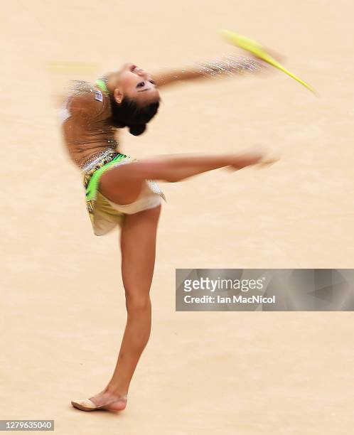 Yeon Jae Son of South Korea competes during the Individual All-Around Rhythmic Gymnastics final on Day 15 of the London 2012 Olympics Games at...