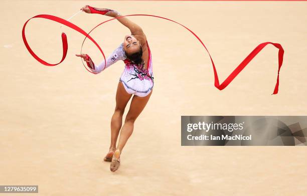 Yeon Jae Son of South Korea competes during the Individual All-Around Rhythmic Gymnastics final on Day 15 of the London 2012 Olympics Games at...