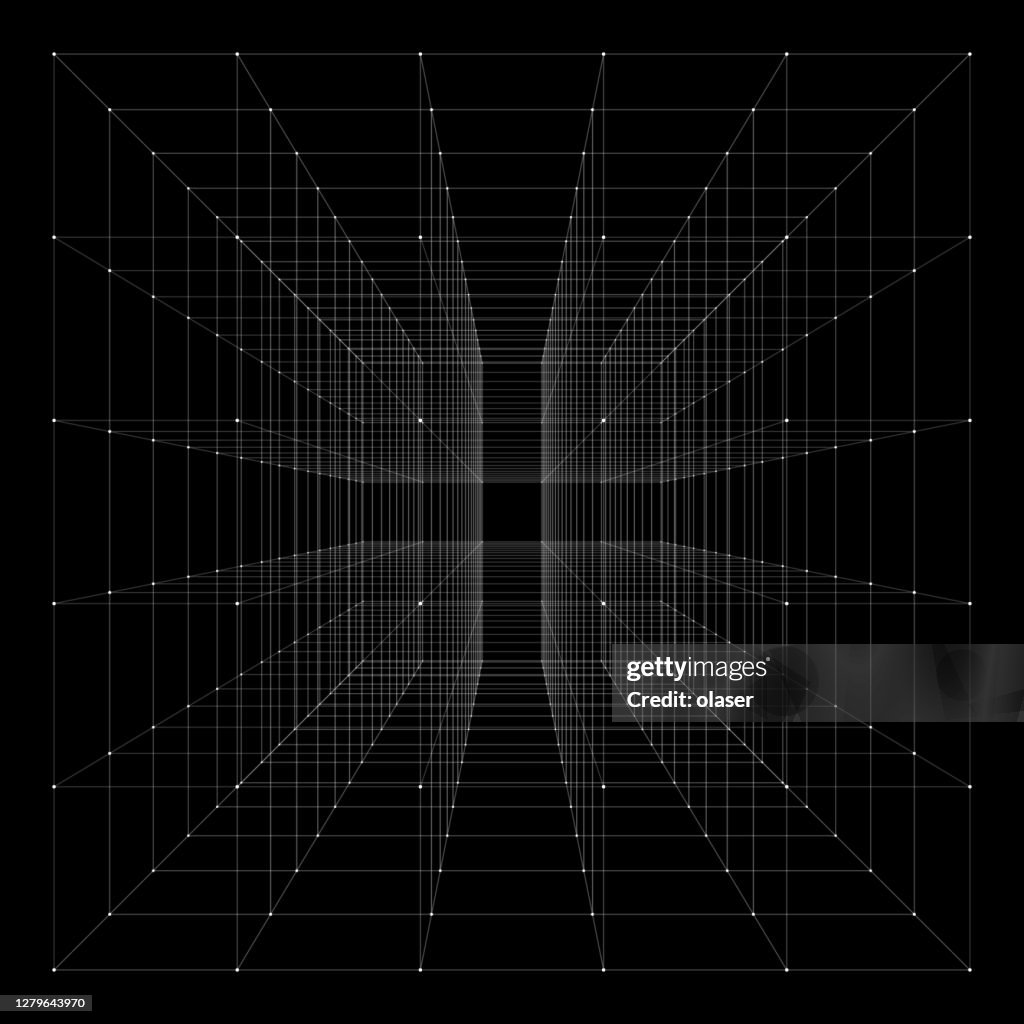 Cube mit hervorgehobenen Ecken. Mit Perspektive.