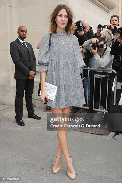 Alexa Chung arrives for the Chanel Ready to Wear Spring / Summer 2012 show during Paris Fashion Week at Grand Palais on October 4, 2011 in Paris,...