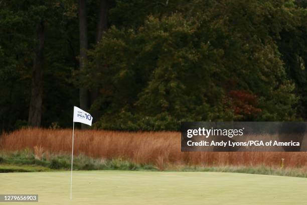 General view of the tenth green during the final round of the 2020 KPMG Women's PGA Championship at Aronimink Golf Club on October 11, 2020 in...