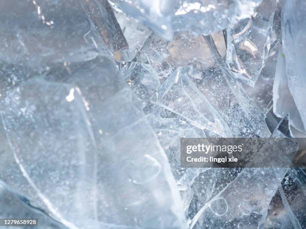 close-up of various forms of ice cubes - porcelain background stock pictures, royalty-free photos & images